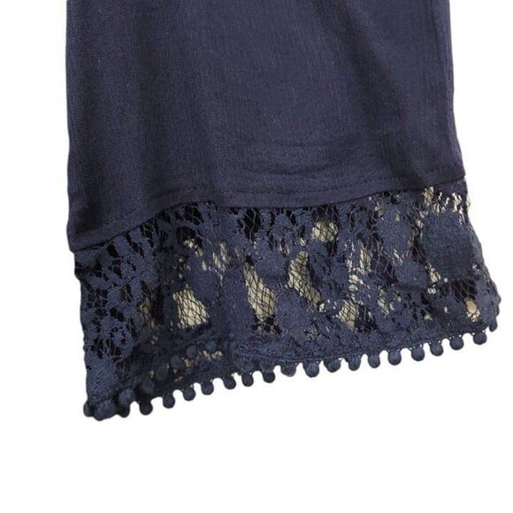 Heartloom Mini Dress Womens Large Navy Cold Shoulder Lined Bohemian Langenlook - Picture 9 of 12